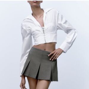 ZARA high waisted pleated skort grey size XS